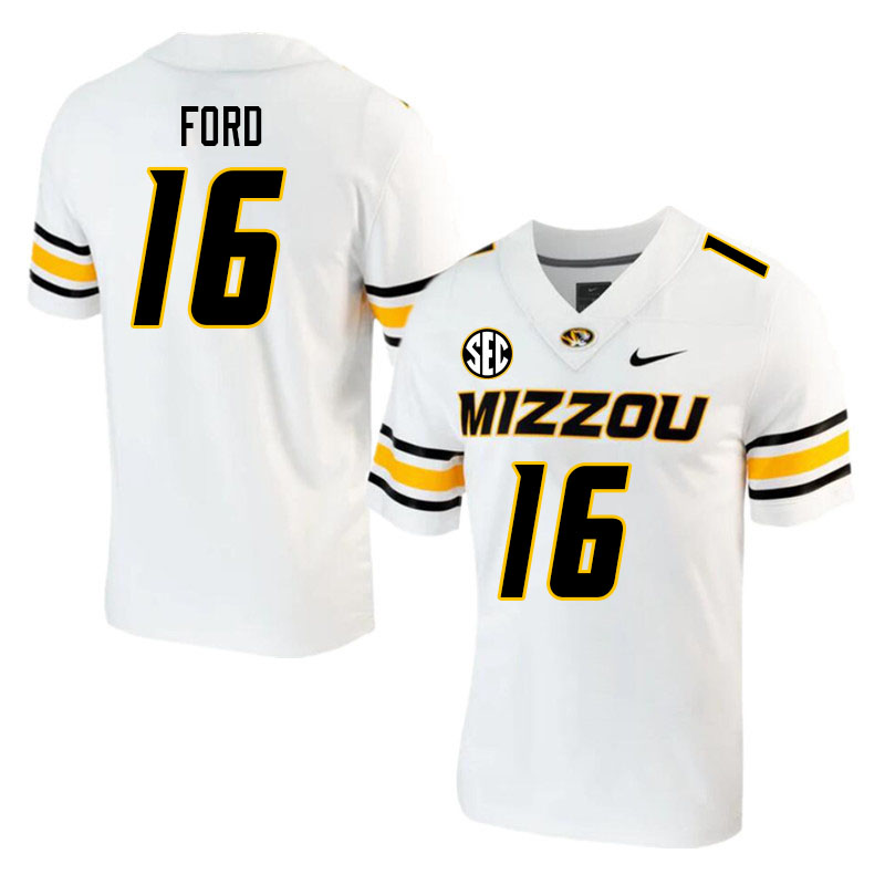Men #16 Travion Ford Missouri Tigers College 2023 Football Stitched Jerseys Sale-White - Click Image to Close